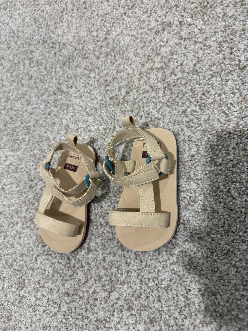 Carter's Tan Toddler Sandals with Teal Accents